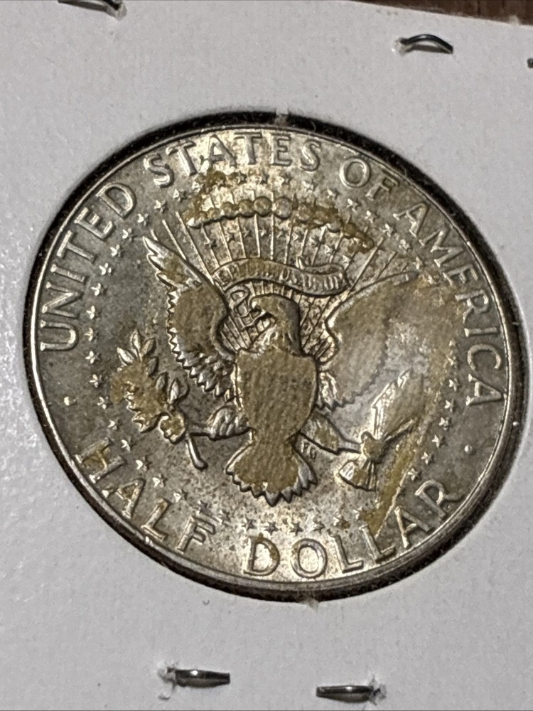 1969-D Kennedy Half Dollar 50c RARE Double Die Reverse Struck Through Error
