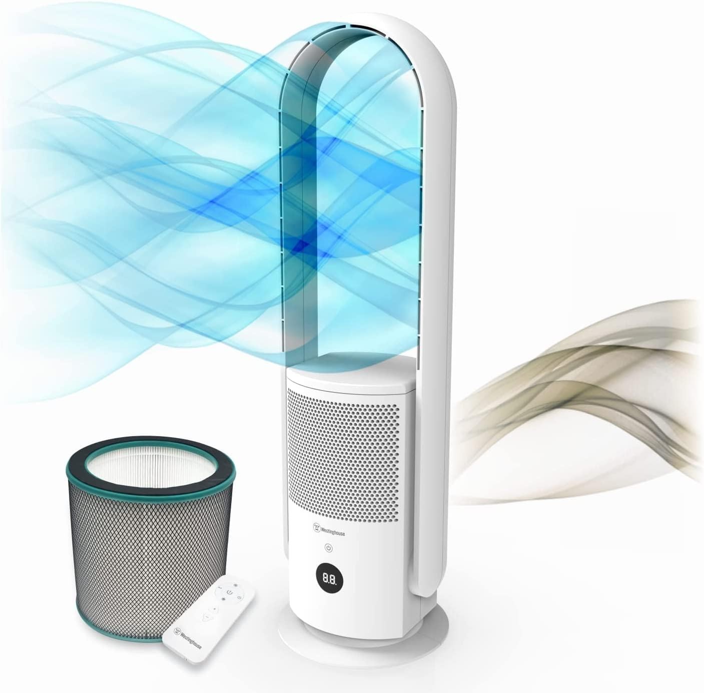 Westinghouse 3 In 1 Bladeless Tower Fan Air Purifier UV White B Stock 32’’