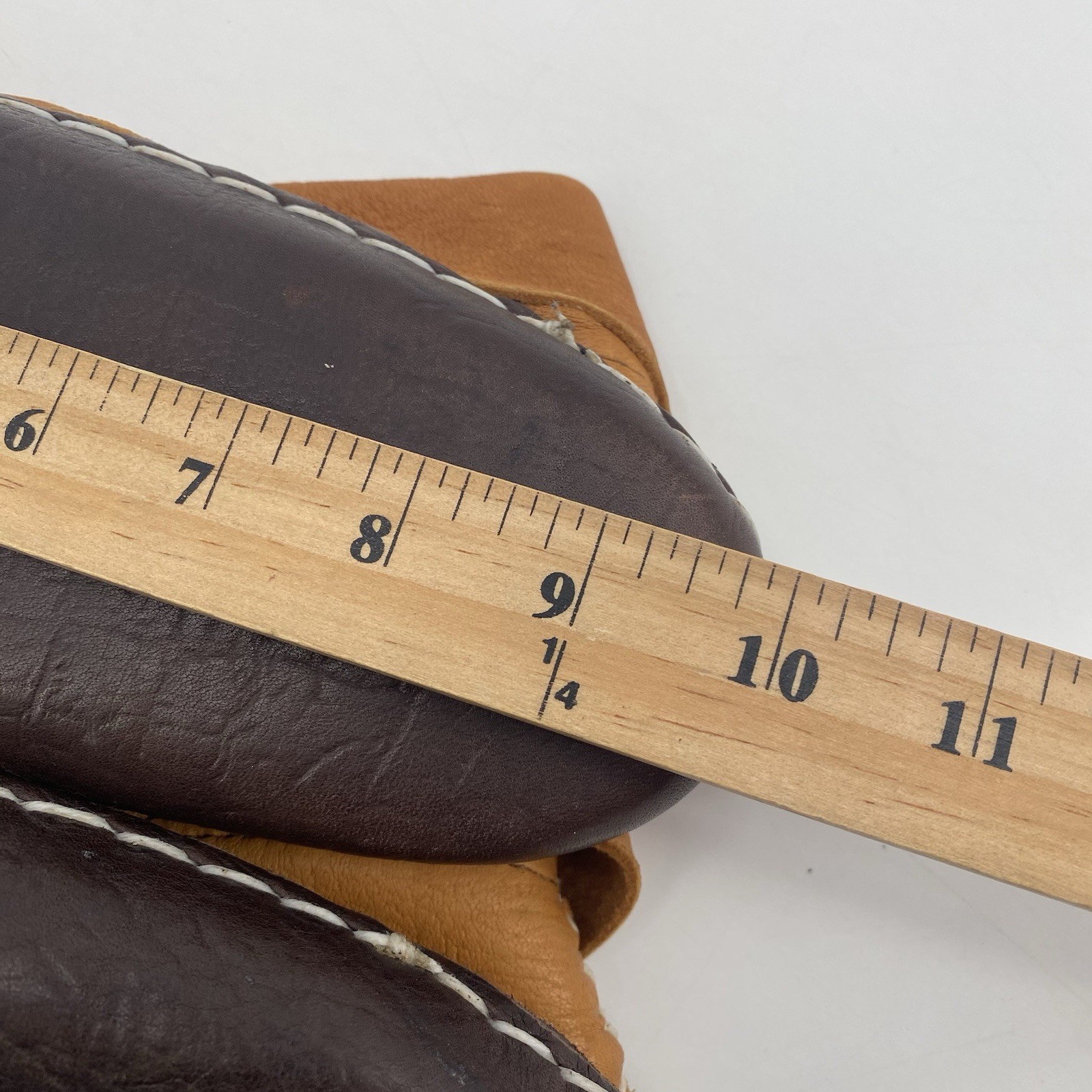 Brown Leather Handmade Center Seam Moccasins Native American Adult Beadwork