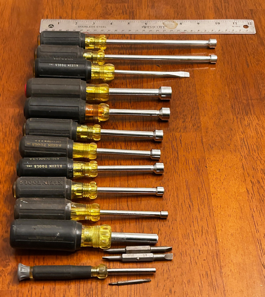 15pc. Klein Magnetic & Non-magnetic Tip Nut Drivers, Plus additional Tools