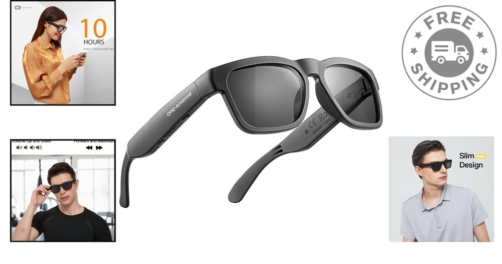 OhO Smart Sunglasses with Polarized Lenses & Bluetooth Speaker, Unisex