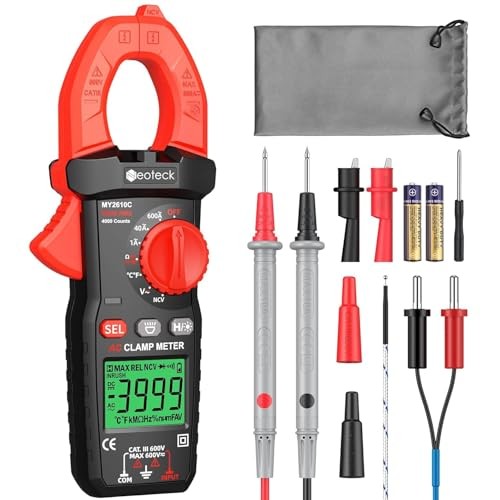Clamp Meter 4000 Counts Amp Meter for TRMS AC Current Red,600A AC Current