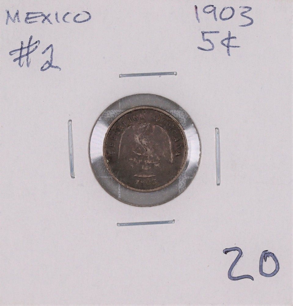 1903 Mo M Mexico 5 Centavos Silver Coin #2