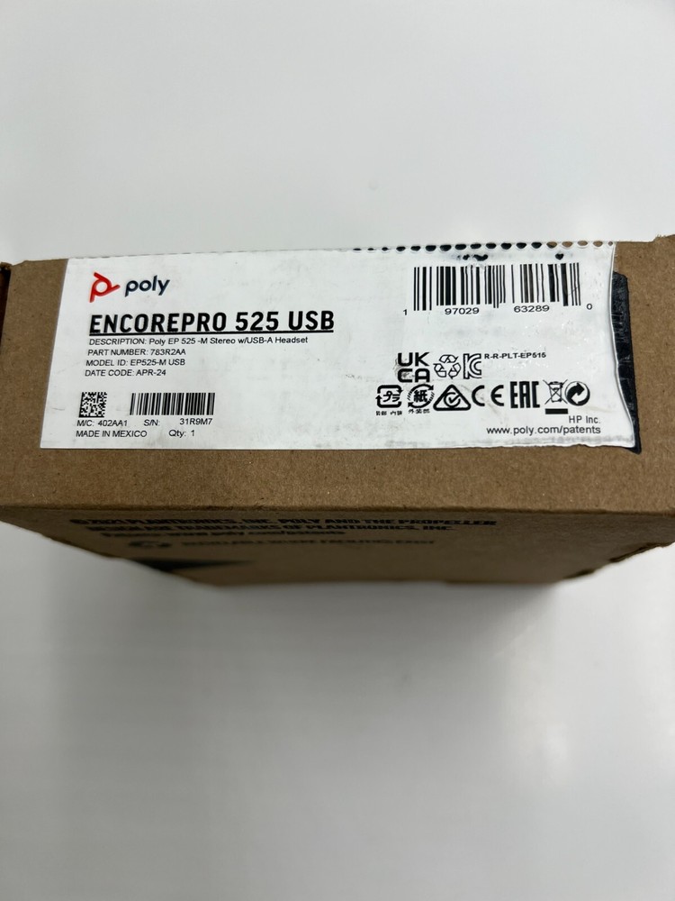 Poly EncorePro EP525-M Binaural On-Ear Wired USB-A Headset 783R2AA