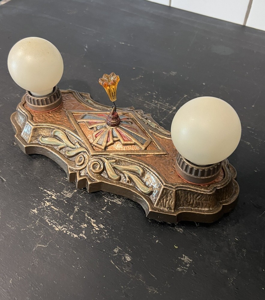 Antique Flush Mount Double Socket Fixture Nice 64C