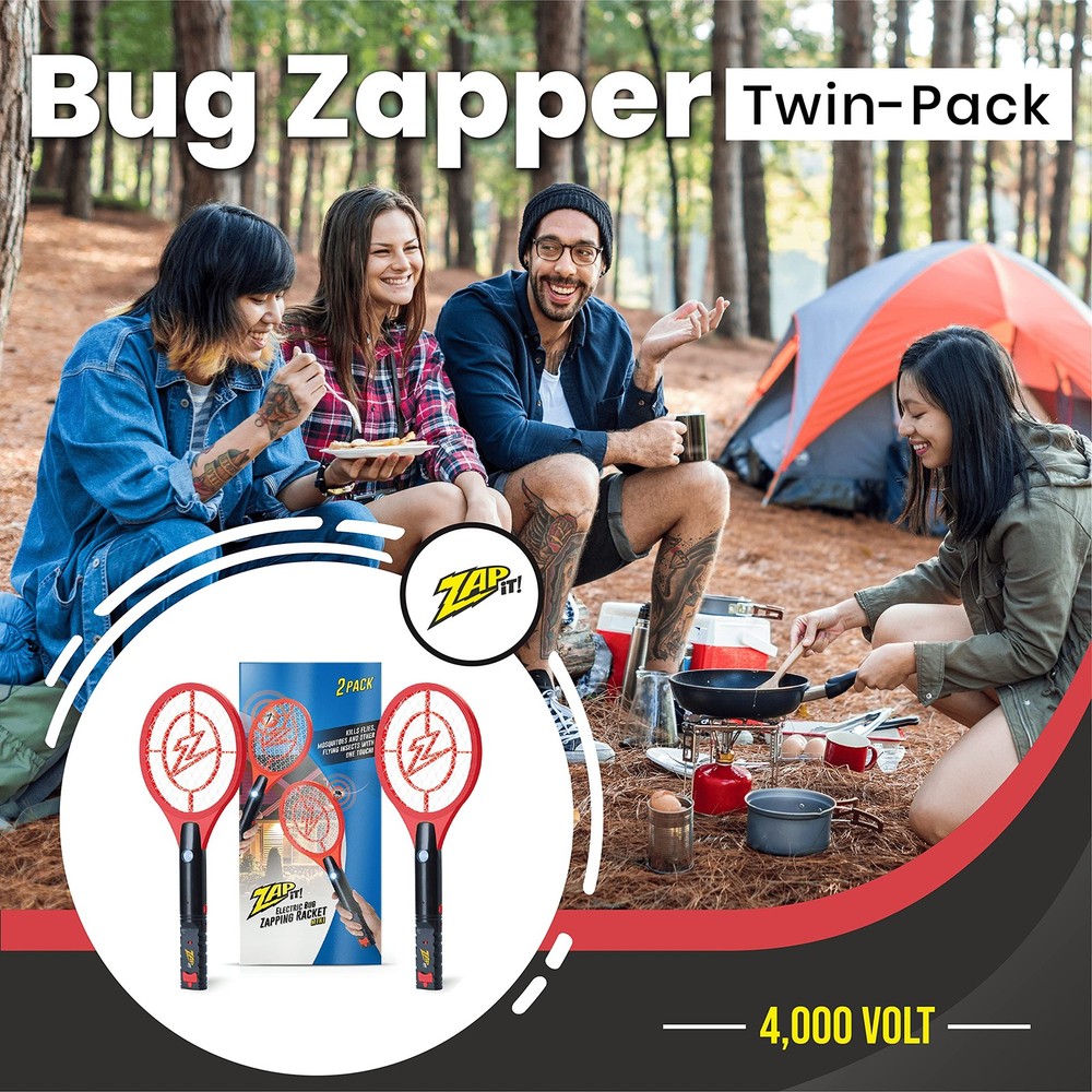 Zap It Fly Swatter Racket & Mosquito Zapper Racket - Rechargeable Bug Zapper ...