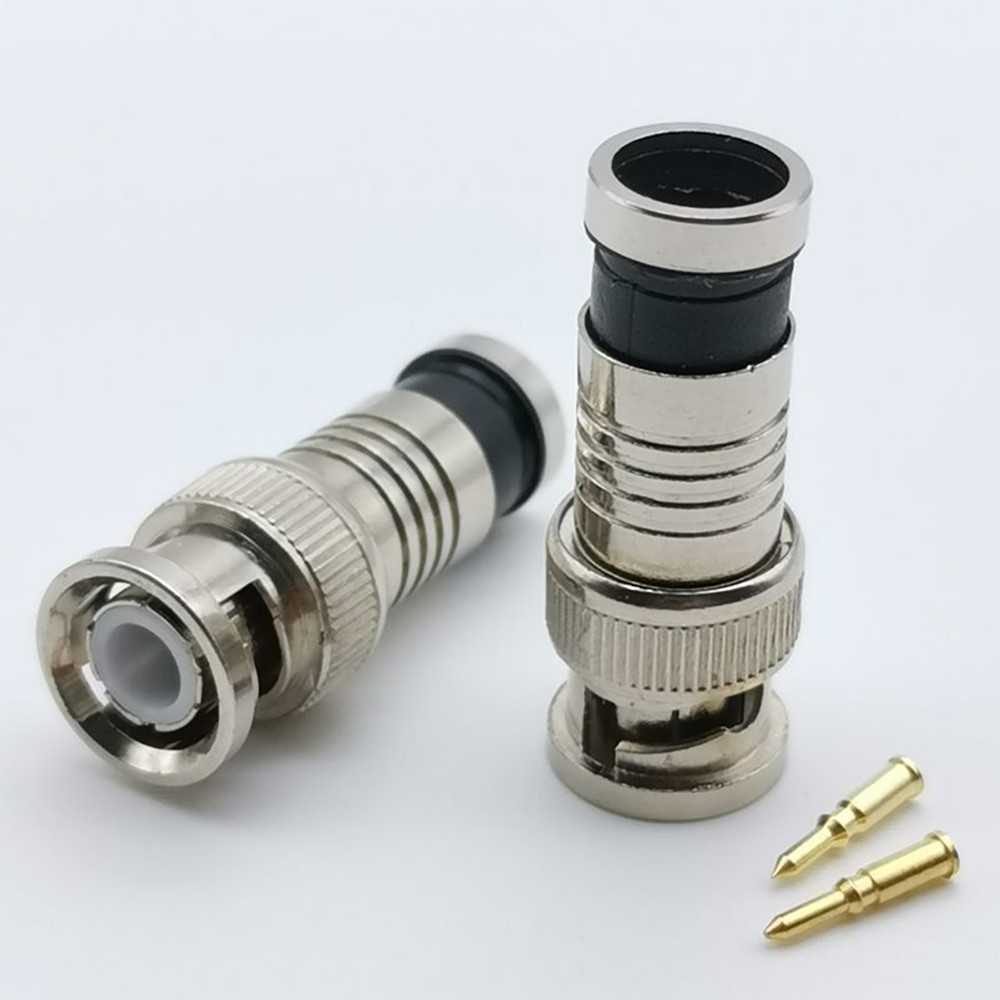 10PCS Silver Adapter BNC Compression Connector for CCTV Camera RG6 Coax Cables