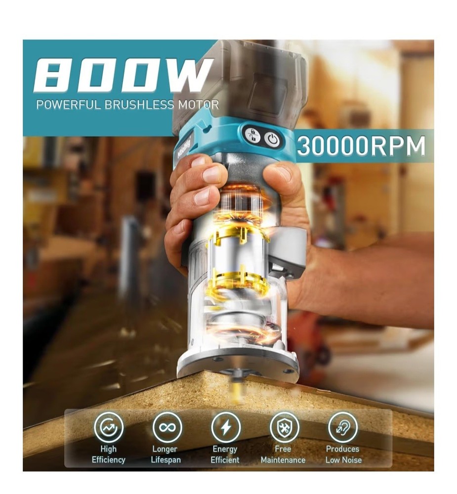 Cordless Compact Router Compatible with Makita Battery (Bare Tool), 6 Variable