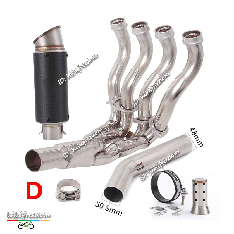 Full Set Exhaust Front Mid Pipe Carbon Muffler For Suzuki GSXR 600 750 2006-2007