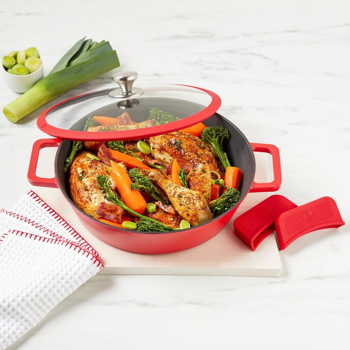 Kitchen HQ 4.5-Quart Cast Iron Nonstick Braiser Open Box