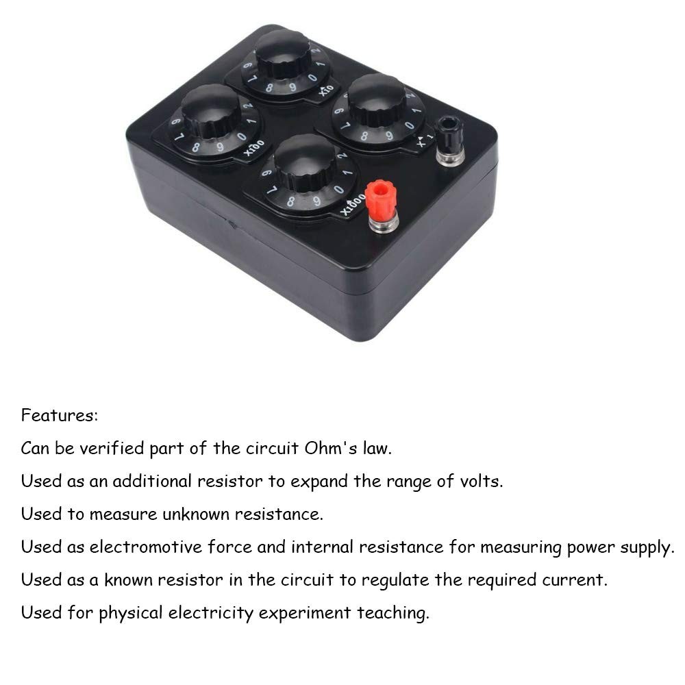 Acxico 1Pcs 0-9999 Ohm Simple Resistance Box Precision Variable Black