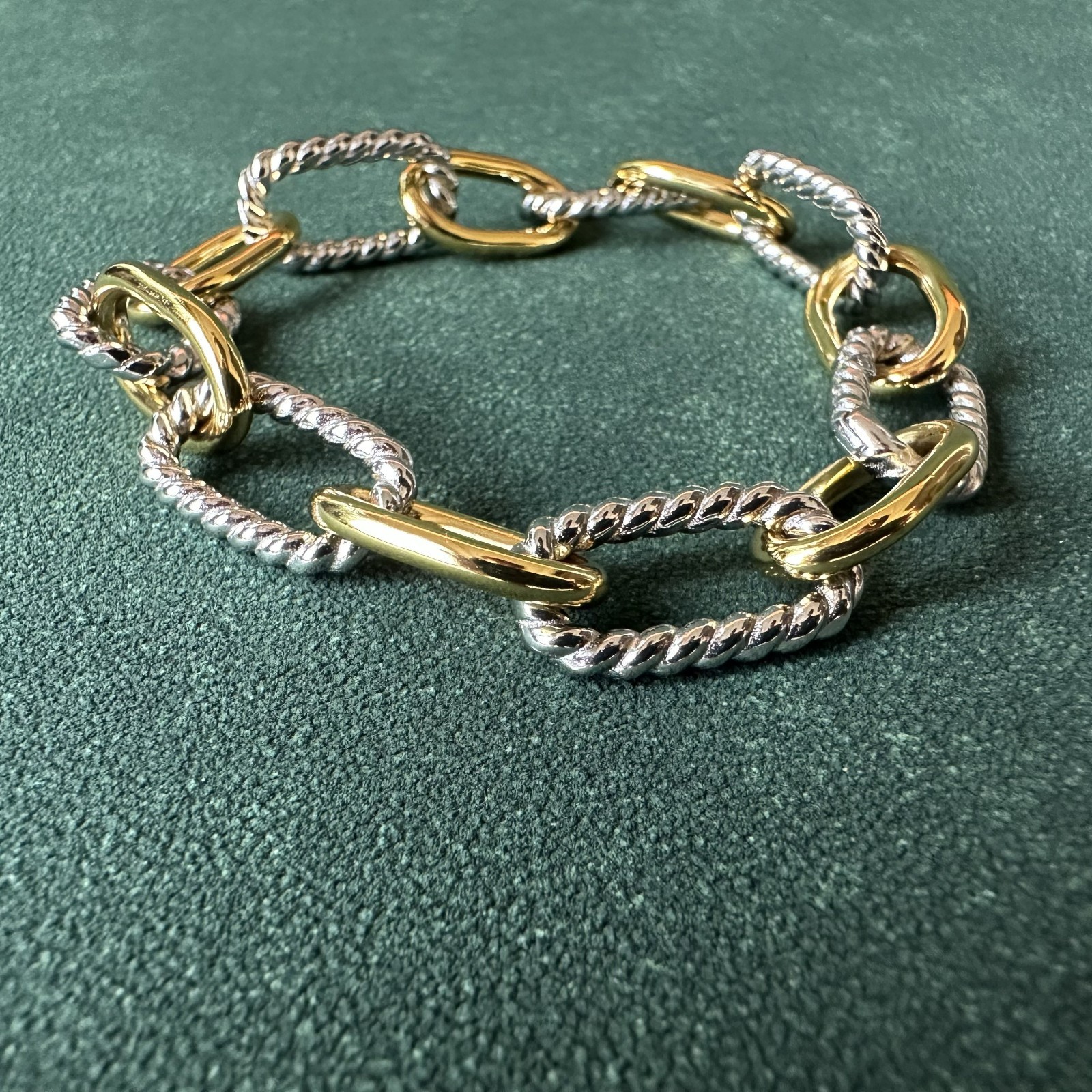 David Yurman Madison Chain Bracelet Sterling Silver w/ 18K Gold Length 21cm