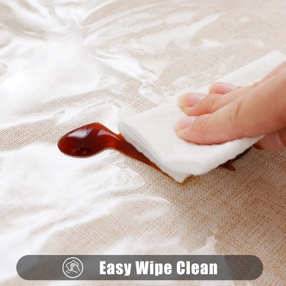 60x84Inch Clear Rectangular Table Cloth Waterproof Spill Proof Vinyl Table Cover