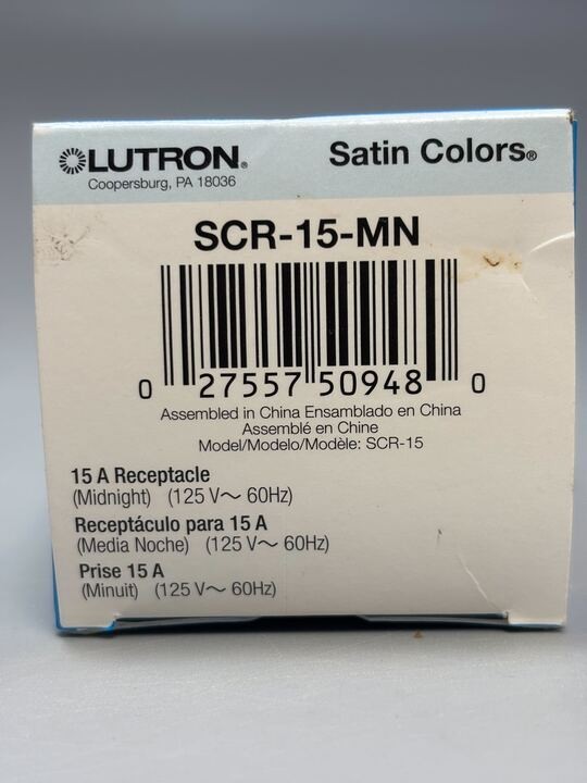 LUTRON SCR-15-MN 15A Electrical Socket Duplex Receptacle - Midnight
