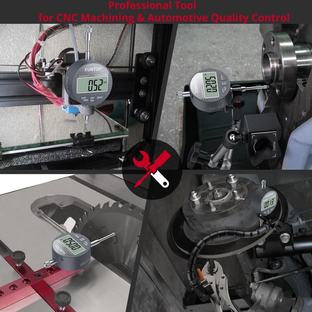 XUNTOP Precision Measurement Bundle: Digital Dial Test Indicator & Bore...