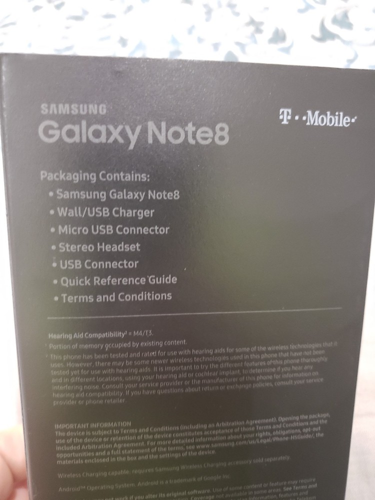 Note 8 t-mobile 64GB Box only Samsung **NO PHONE**