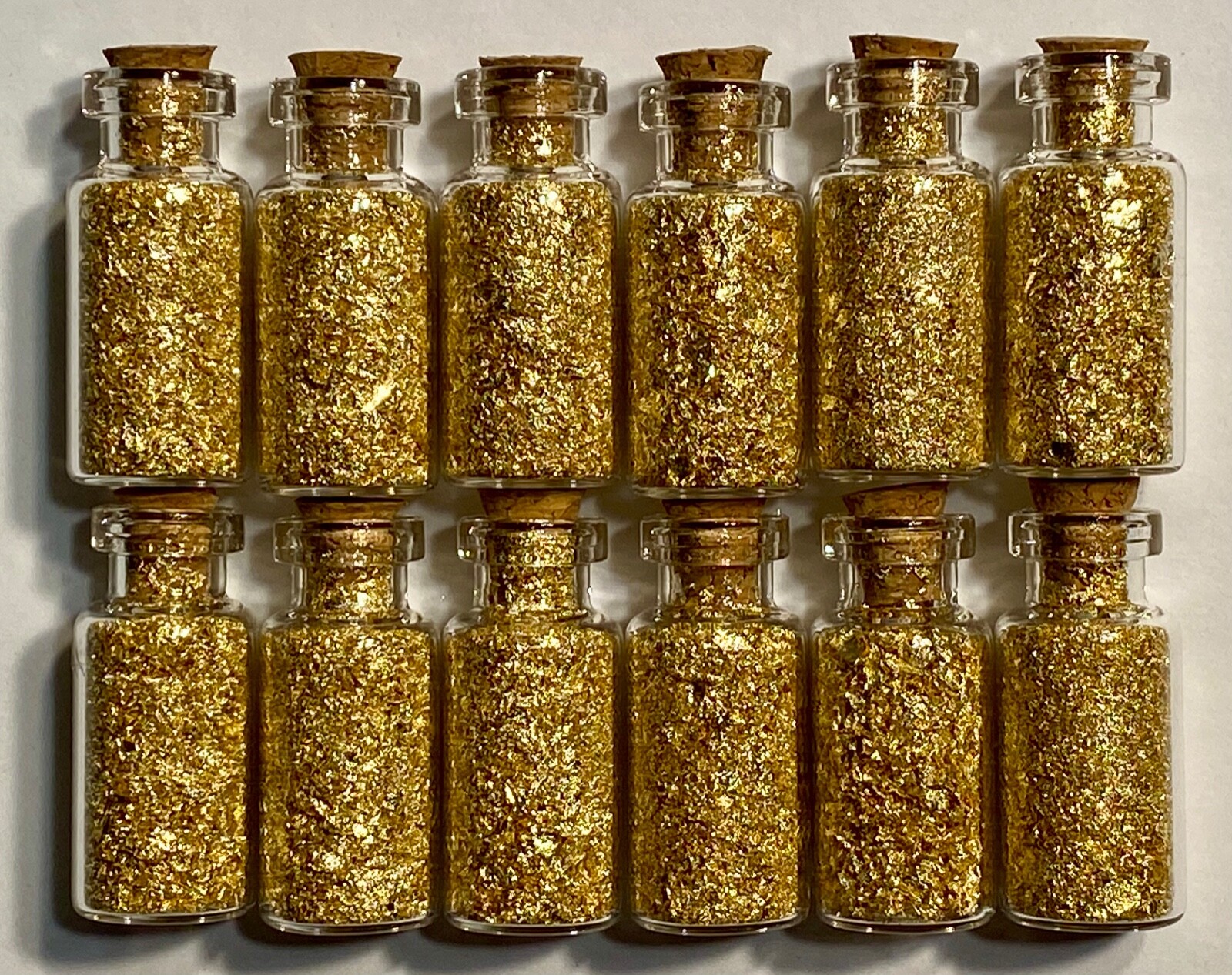 12 Bottles of Beautiful Large Gold Leaf Flakes ..... Lowest price on the Net
