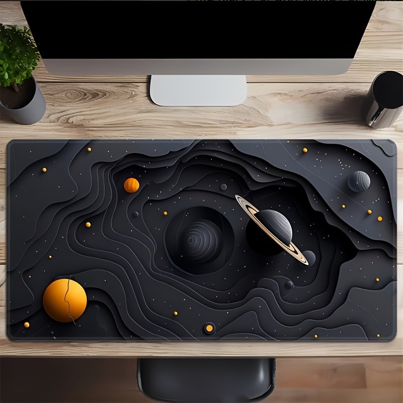 Textured Style Desk Mat Planetary Orbit Mouse Pad for Space Fans & Workspaces