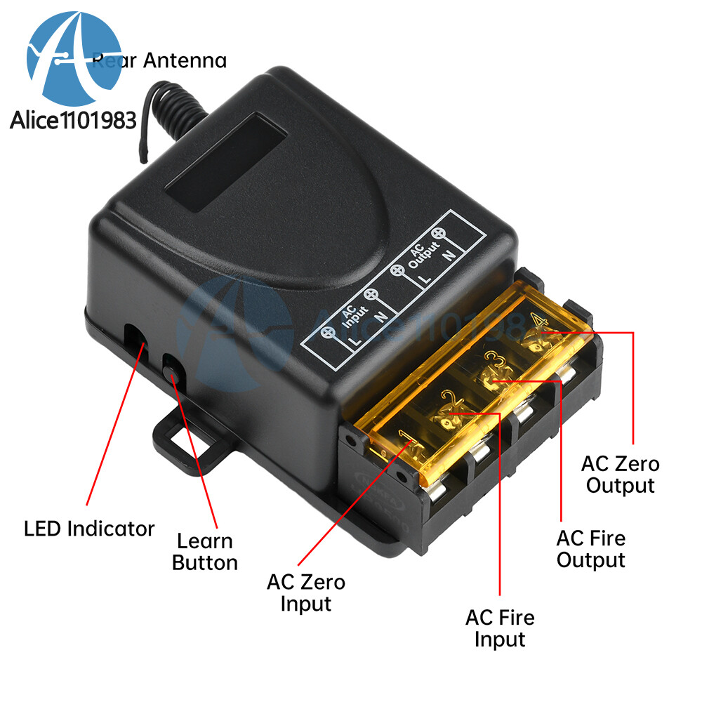 AC85-250V Wireless Remote Control Light Switch Transmitter For Water Pump Lamp