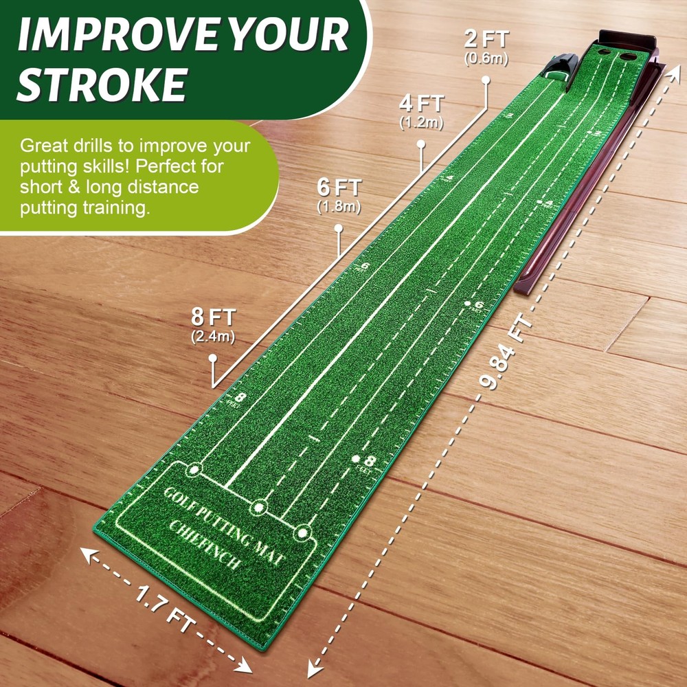 Golf Putting Green for Indoors - Mat with Automatic Ball Return Machine Mini