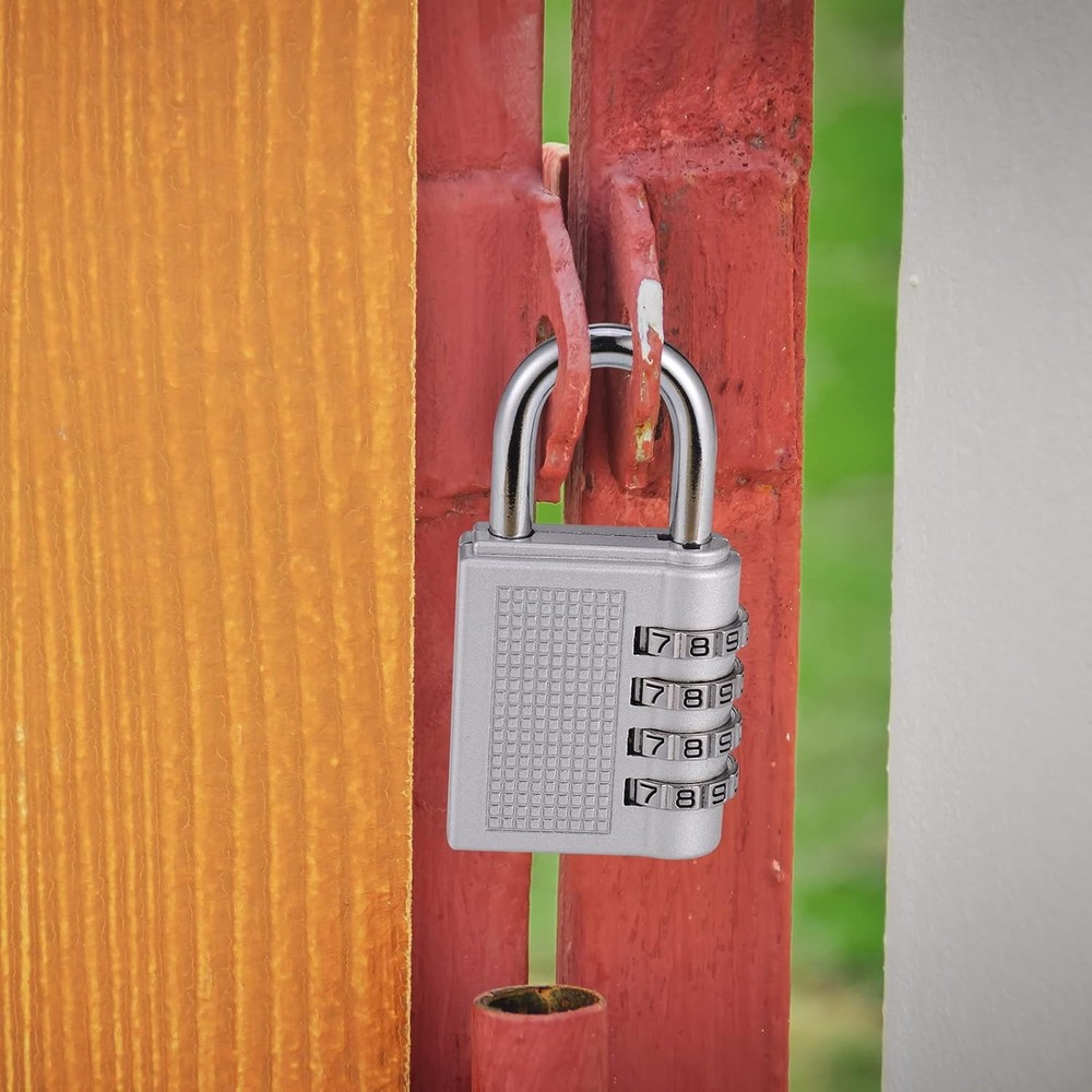 4 Pack Combination Lock, 4 Digit Combination Padlock, Outdoor Waterproof Padlock