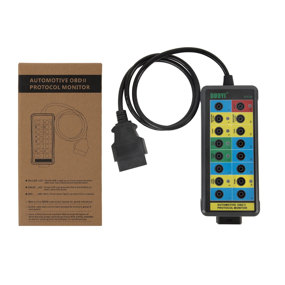 16 Pin OBDII Protocol Detector OBD2 Breakout Box Car Test Box Connector Detector