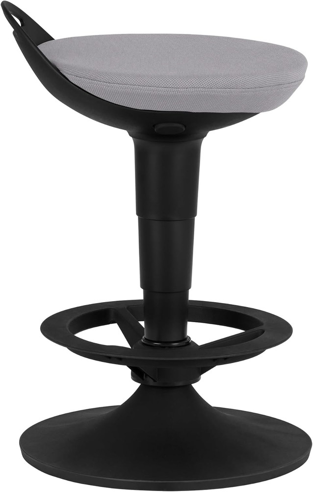 Adjustable-Height Padded Lab Stool - Light Grey