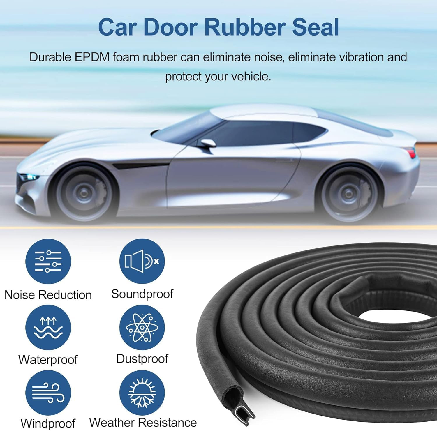 10Ft Car Door Weather Stripping Rubber Seal EPDM Edge Trim Gasket