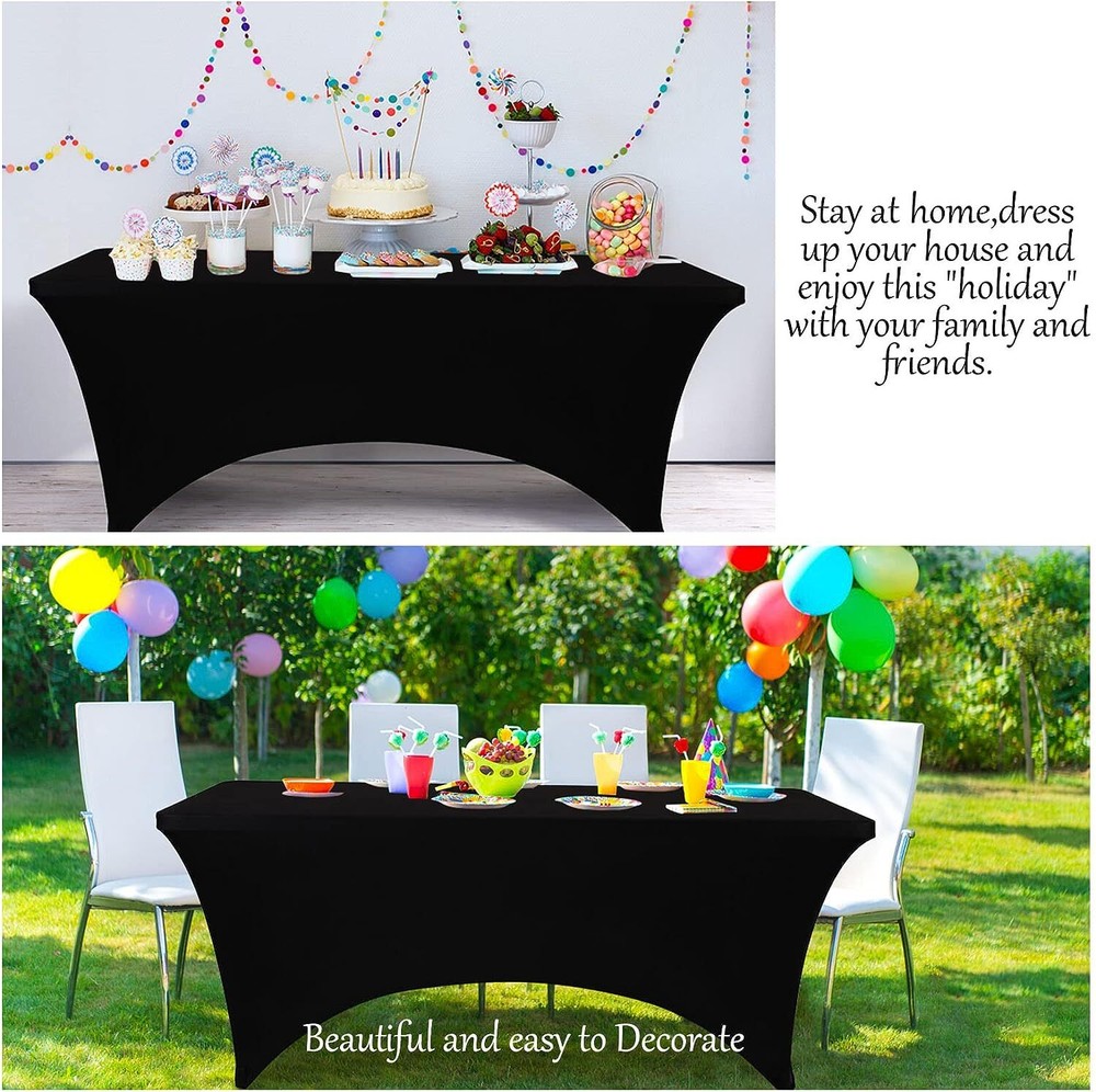2PK Spandex Fitted Tablecloth Rectangular Stretch Table Cover for Wedding Party
