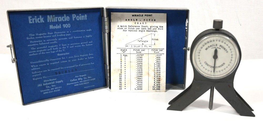 ERICK MIRACLE POINT MODEL 900 PROTRACTOR In Case Center Finder
