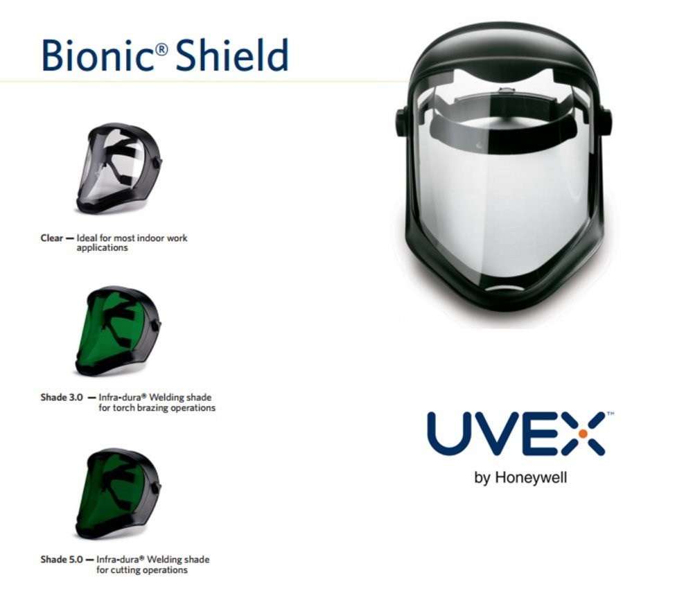 Uvex Bionic Shield, Black Matte Shell, Clear, with Suspension #S8510