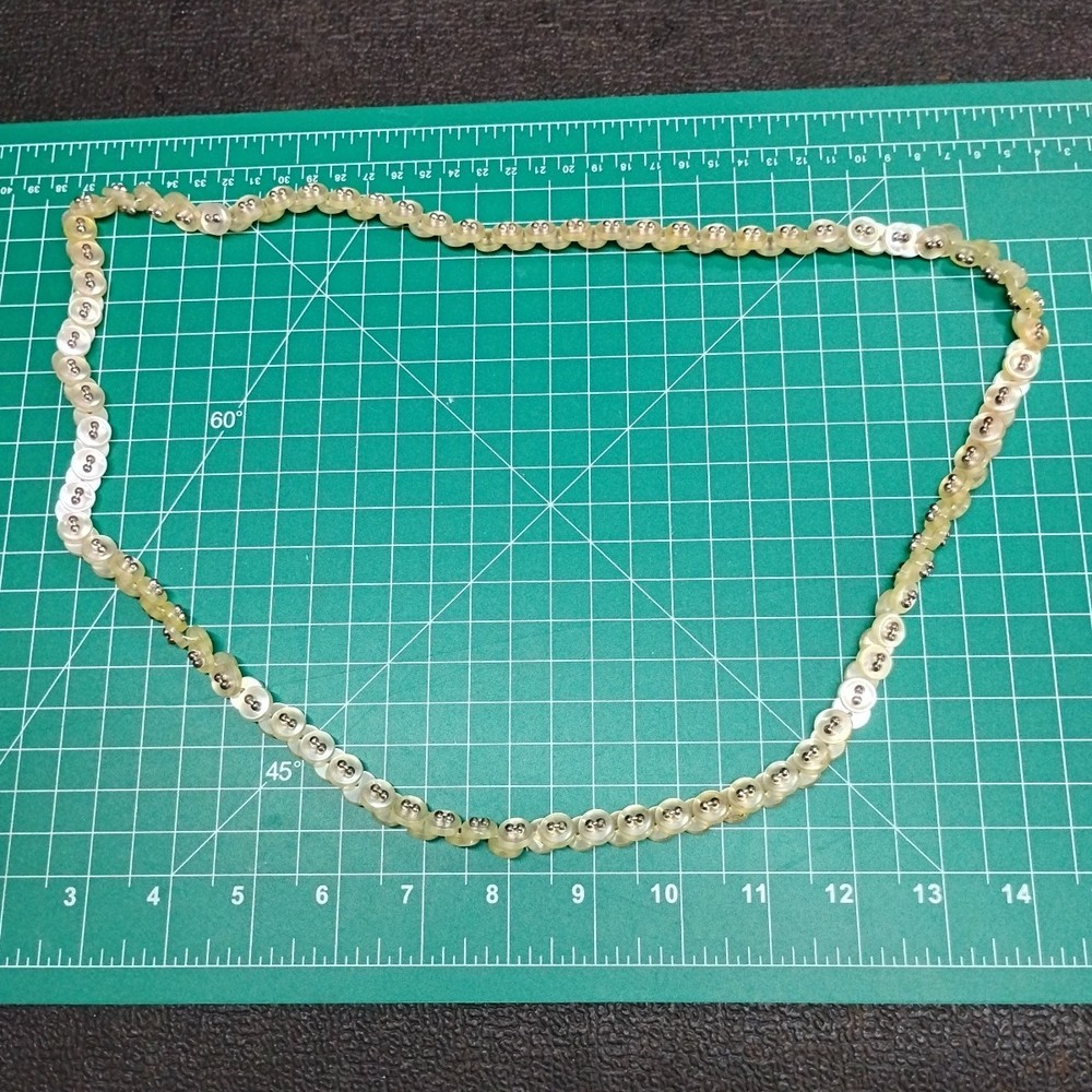 Vintage Transparent White Plastic Button Beaded 34" Necklace