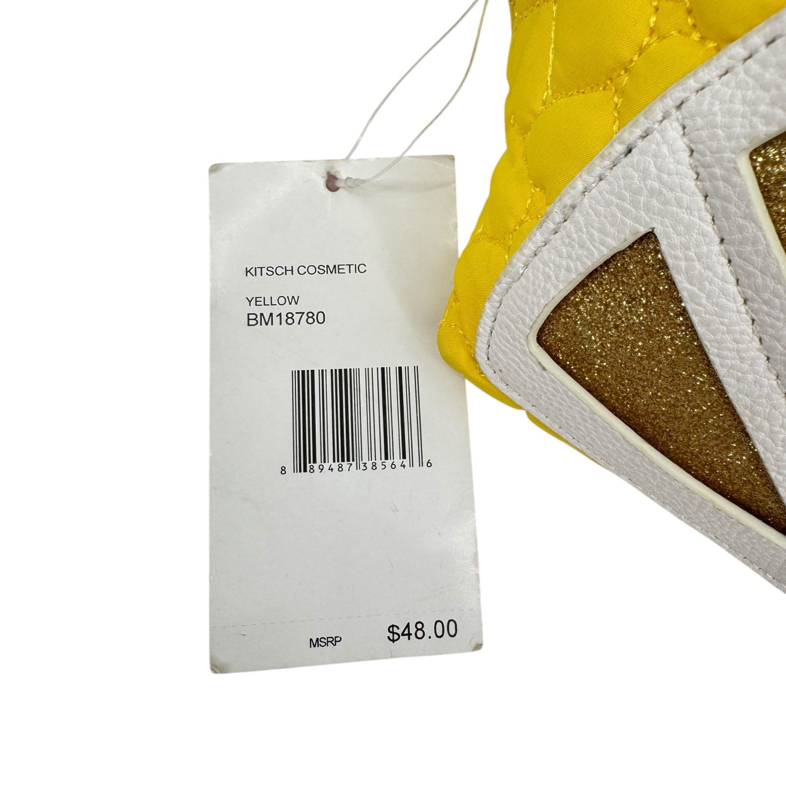 Betsey Johnson NEW Lemon Slice Heart Quilted Zipper Travel Cosmetic Bag Pouch