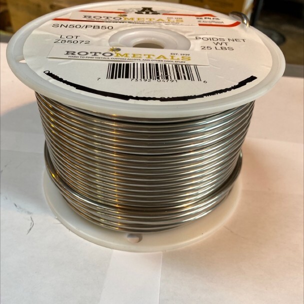 50/50 Tin / Lead 1/8"Diam Solid Wire Solder 25 Pound Spool