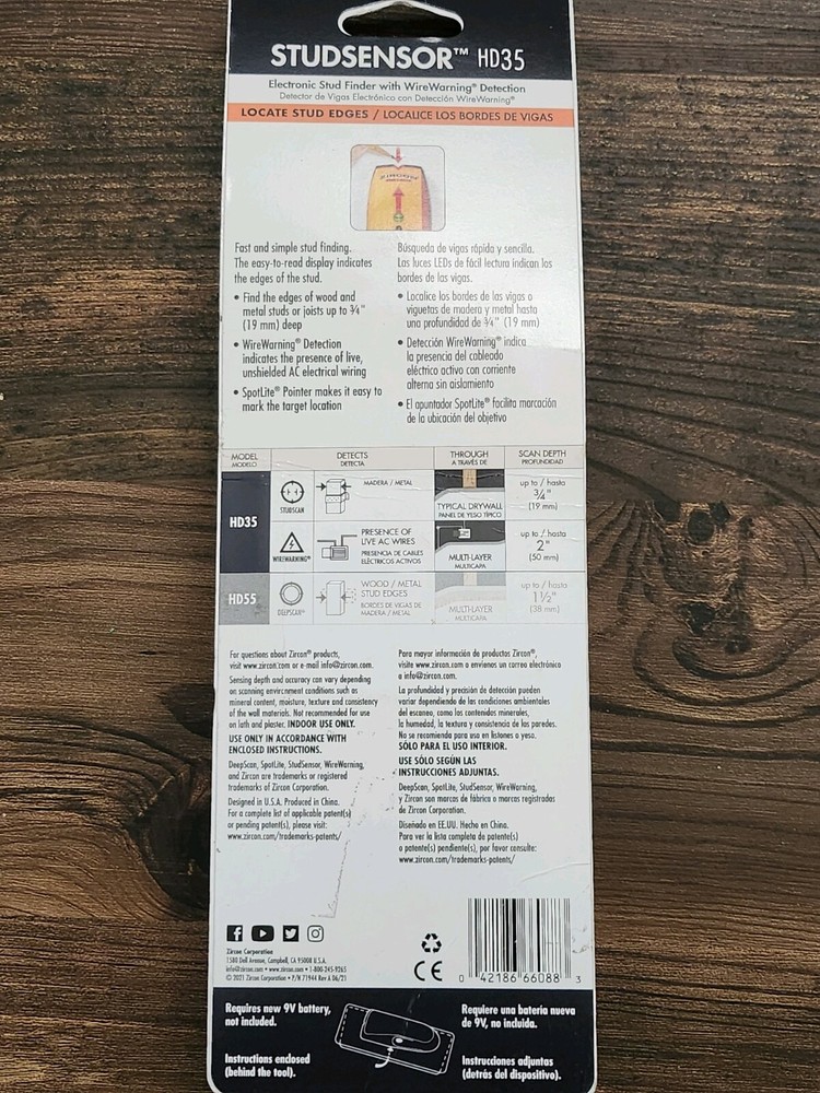 Zircon HD35 StudSensor with Wire Warning Detection