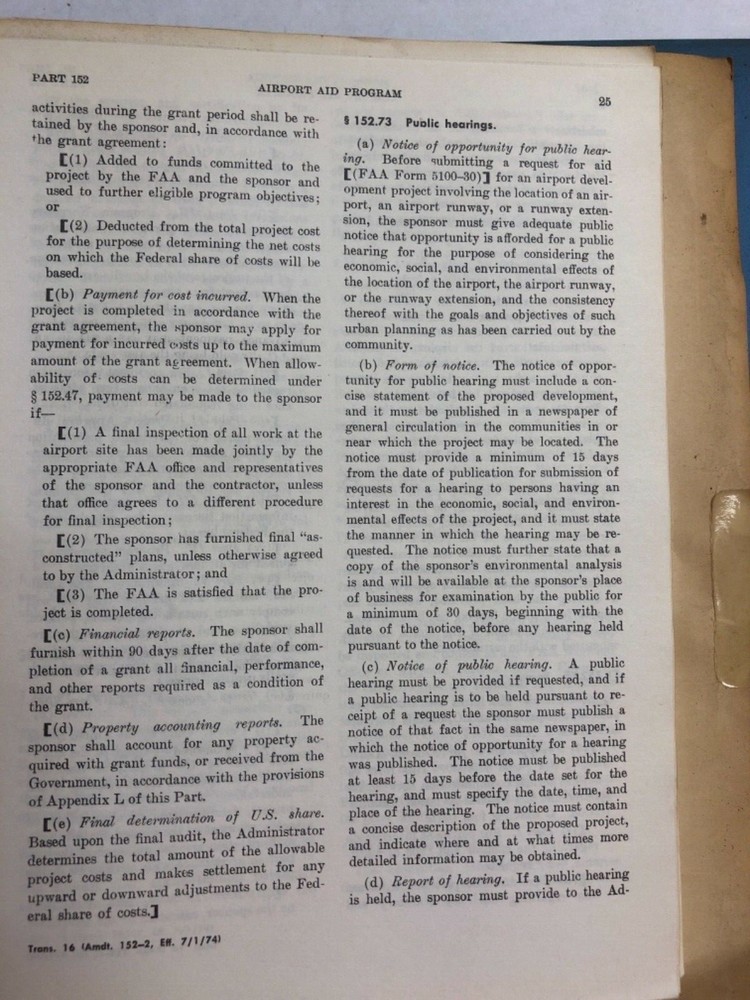 Federal Aviation Regulations 1972 Original