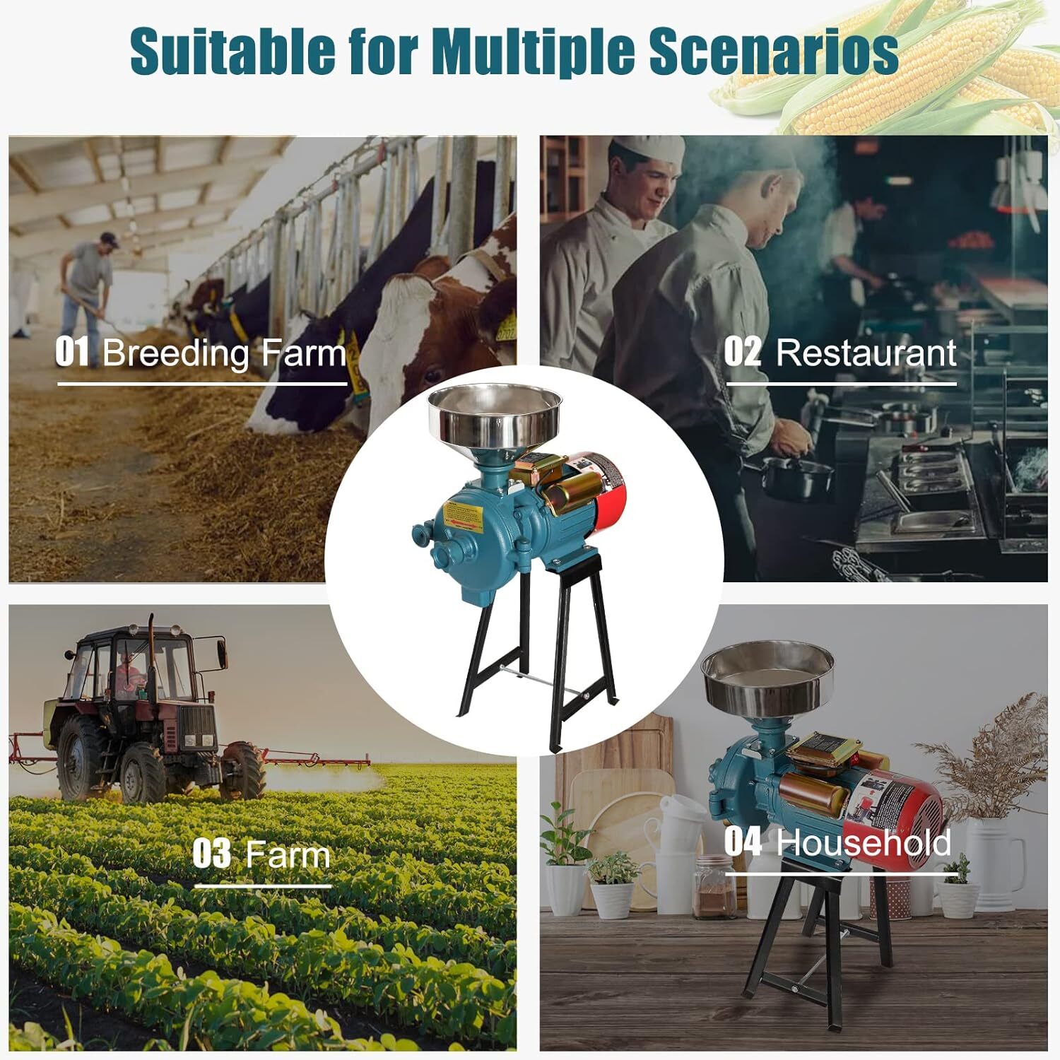 NAIZEA 3000W Electric Grain Mill Cereals Corn Grain Coffee Wheat Feed Machine