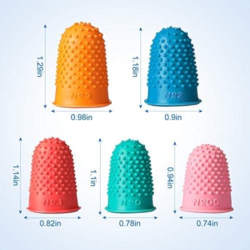Zonon 20 Pieces Rubber Thimble Large, Medium, Small, X-Large, X-Small, Blue