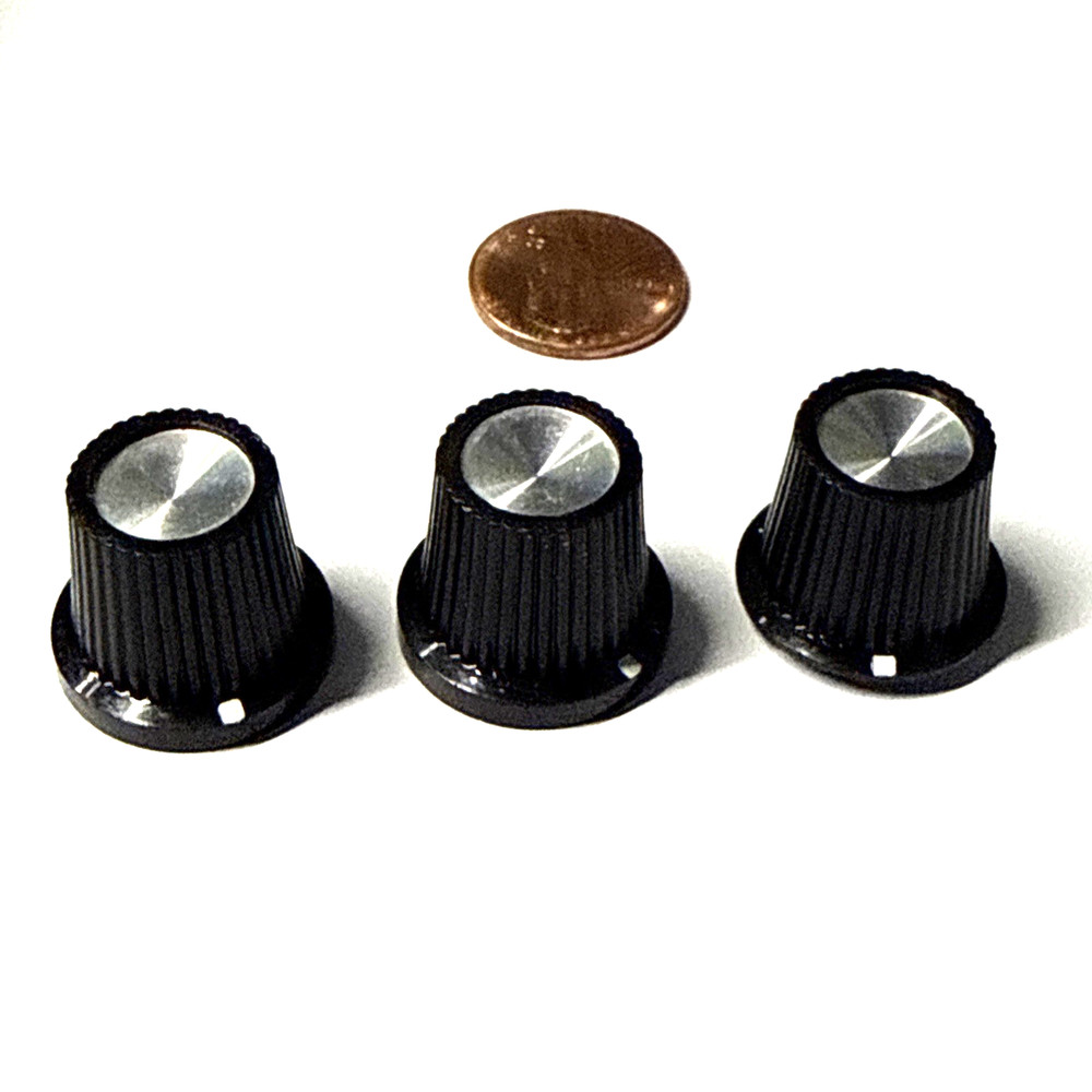 set of 3   knobs w/ skirt  OD = 21 mm for  push it in 6 mm shaft VINTAGE NOS