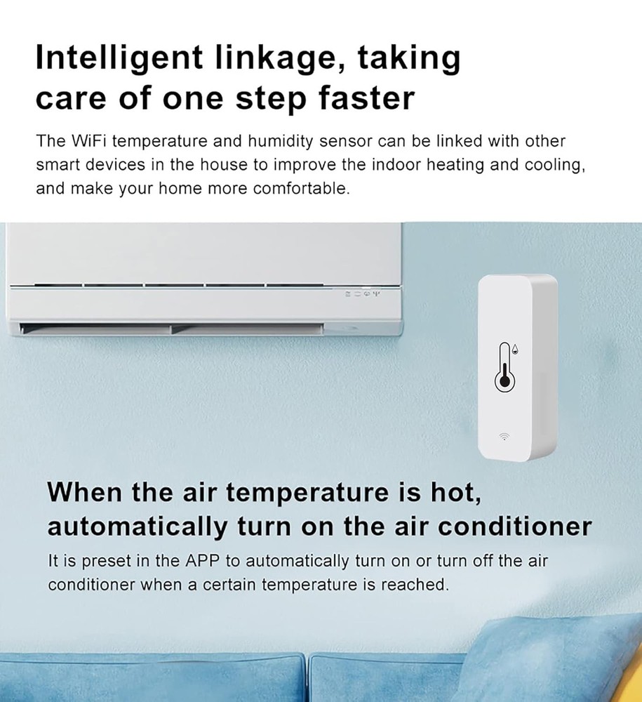 WiFi Temperature Humidity Sensor Wireless Thermometer Hygrometer Smart Home App