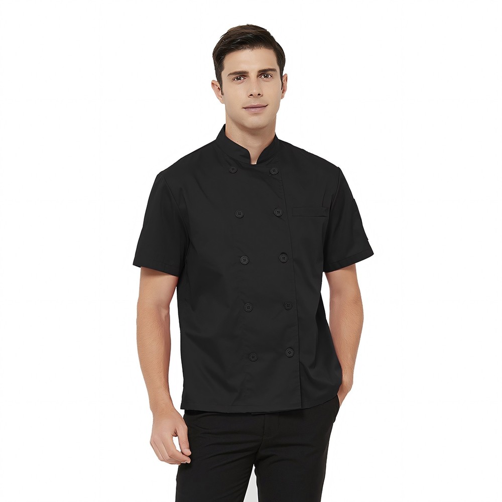 TOPTIE Short Sleeve Chef Coat Jacket Lightweight Button Chef Uniform