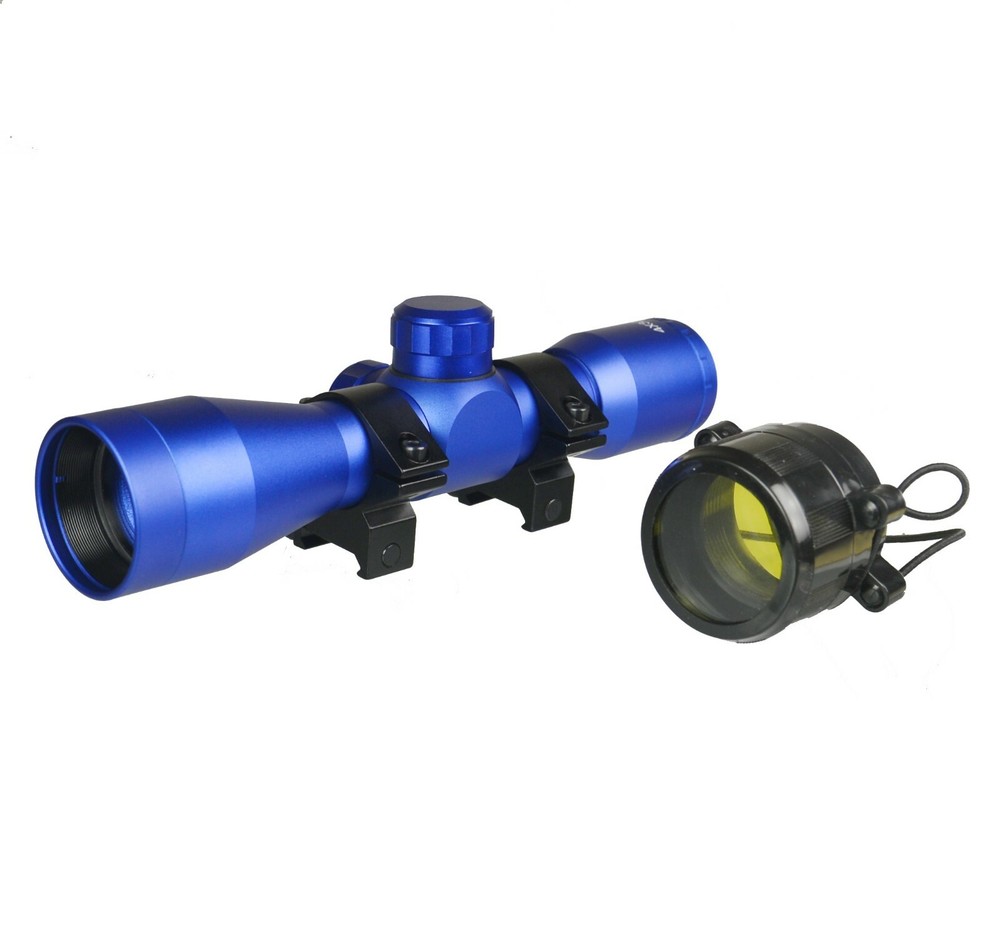 4x32 Compact Weaver Picatinny Mount Scope Mil With Ring, Anodized Blue