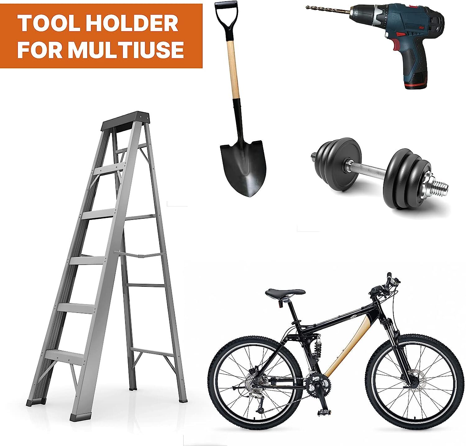 Garage Trimmer Rack - Heavy Duty Stainless Steel Power Tool Hanger - 1 Pack