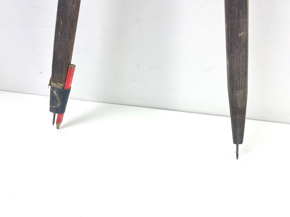 Vintage Wooden Beam Compass Trammel Points Large Drafting/Carpentry Tool Rustic