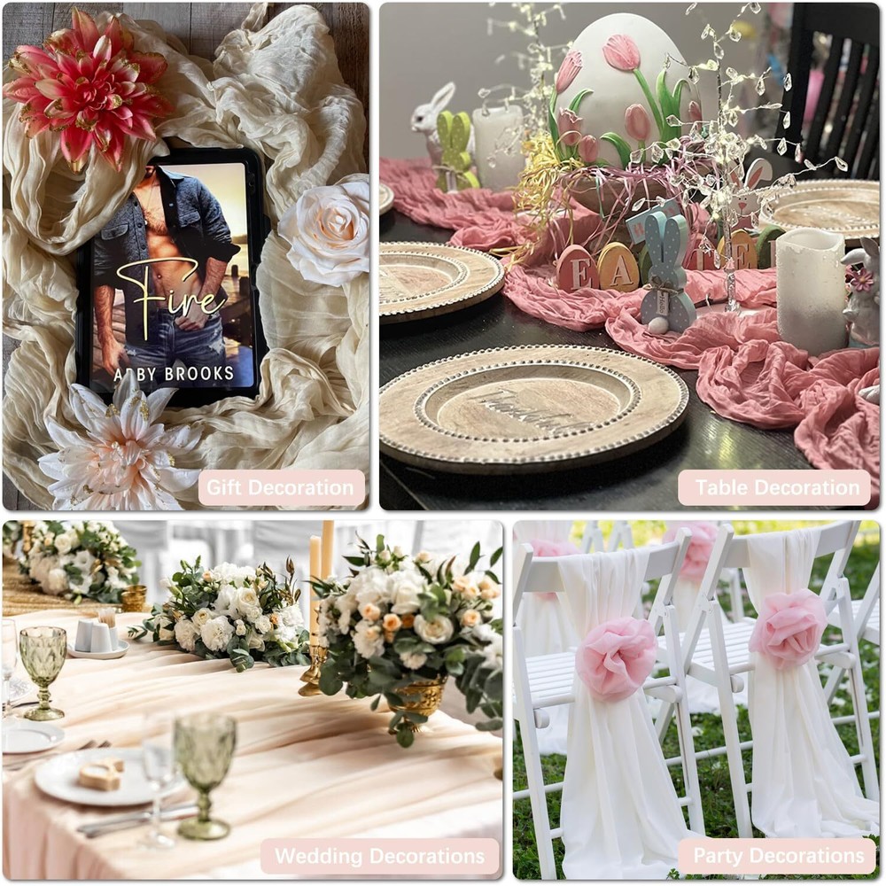 Light Pink Cheesecloth Table Runner10Ft Gauze Table Runners for Wedding Brida...