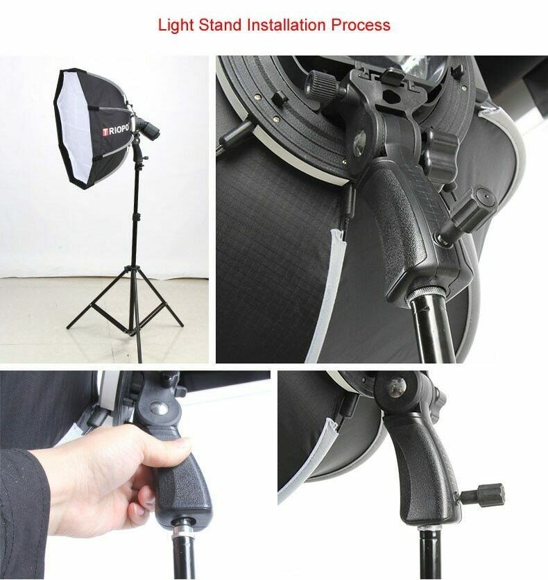 Triopo 90CM Portable Octagon Softbox For Speedlight Flash Bracket w/Handgrip Set
