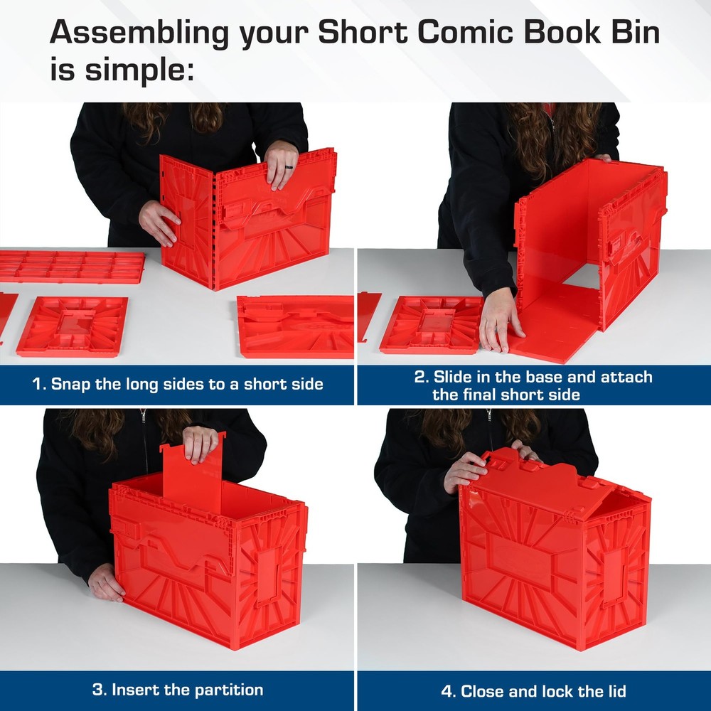 Short Comic Book Bin | Holds 150 Comics | Stackable Plastic Storage | Acid-Or...