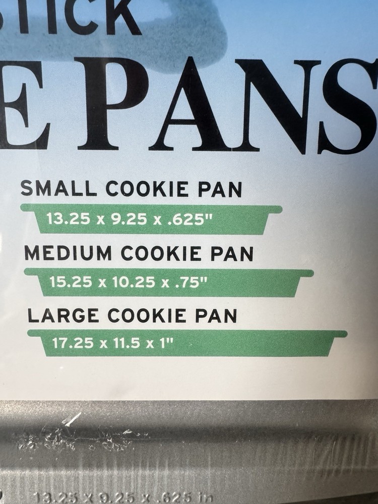 Wilton Non-Stick Cookie Pans, 3 Piece Value Set Small Medium Large New