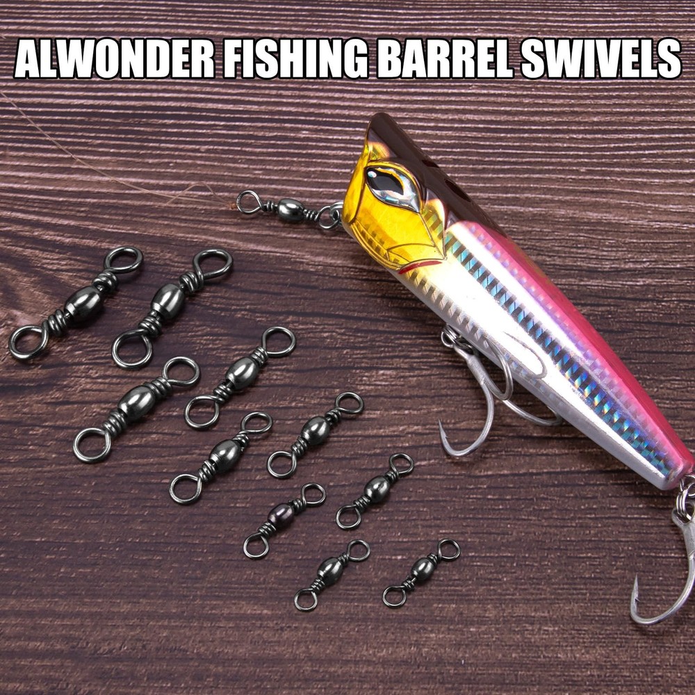 100PCS Fishing Barrel Swivels, High Strength Stainless Solid Ring Brass Barre...