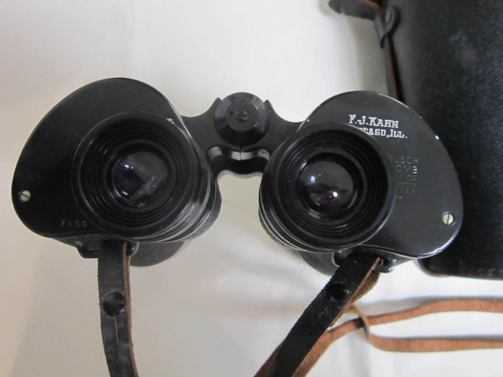 WW II Era Bausch & Lomb Binoculars & Case 7x50- Leather Straps
